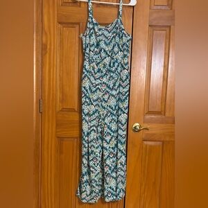 Women’s Sz 1x Old Navy Teal Geometric Wide-Leg Jumpsuit New